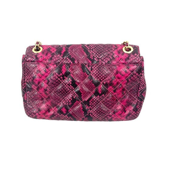 Michael Kors Sloan Pink Snake Print Crossbody Bag With Gold Chain Strap & Logo L - Picture 5 of 10